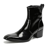 Men's Fashion Casual Plain Toe Zipper Genuine Leather Chelsea Boots Western Hight Top Dress Boots For Men
