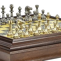 Bello Collezioni - Bello Stefano Solid Brass Chessmen & Bellagio Cabinet/Board from Italy