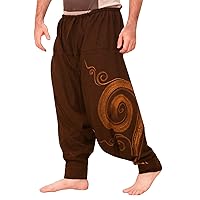 Cotton Harem Pants for Men,Aladdin Indian Asian Style Baggy Hipster Loose Fit Printed Casual Low Crotch Slacks