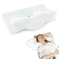 Widen Cervical Pillow Memory Foam Pillow for Neck Head Shoulder Pain Relief Hollow Contour Cooling Ergonomic Orthopedic Contoured Neck Bed Pillow for Side Back and Stomach Sleepers