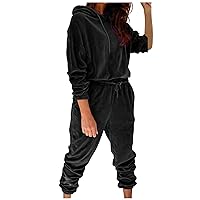 Women's 2 Piece Set Trendy Velvet Tracksuit Outfits Hoodies and Sweatpants 2 Piece Sweatsuit Jogger Matching Suit