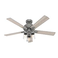 Hunter Fan Company, 50651, Hartland Ceiling Fan with LED Light Kit and Pull Chain Matte Silver 52 inches
