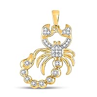 Jewels By Lux 10K Yellow Gold Mens Round Diamond Scorpion Charm Pendant 1/10 Cttw