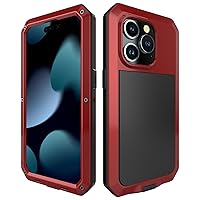 2024 for iPhone 15 Pro Case Cover Full Body Shockproof Dustproof Waterproof Aluminum Alloy Metal Gorilla Glass Cover Case for Apple iPhone 15 Pro 6.1 inch (Red)