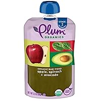 Plum Organics Stage 2 Organic Baby Food - Apple, Spinach, and Avocado - 3.5 oz Pouch - Organic Fruit and Vegetable Baby Food Pouch