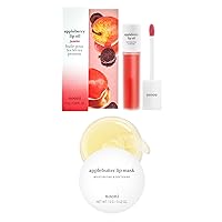 NOONI Korean Lip Oil - Appleberry Jumbo, 0.30 Fl Oz + Applebutter Lip Mask with Shea Butter and Vitamins, 0.42 oz. Bundle