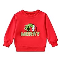 Hnyenmcko Toddler Baby Boy Girl Christmas Clothes Letter Print Long Sleeve Sweatshirt Top Crewneck Pullover Sweater 0-5T