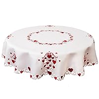 Embroidered Tablecloth for February 14th Valentine's Day (Round 70 inches)