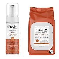 The Honey Pot Company - Feminine Wash & Feminine Wipe Bundle - Includes Ph Balance Feminine Wash and Wipes for Women - Herbal Infused Feminine Care Products - Amber Sandalwood