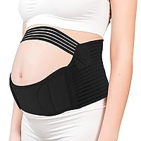 Pregnancy Support Maternity Belt, Pregnancy Back Pain Relief, Waist/Back/Abdomen Band,Breathable & Adjustable Belly Band for Pregnant Women (Large, Black)