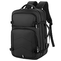Large Capacity Travel Business Waterproof Shoulder Bag with Usb Charging Port and Two Carrying Handles (Black)