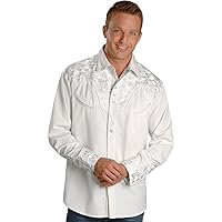 Scully Silver Men's Long Sleeve Snap Front Tooled Embroidered Shirt P-634