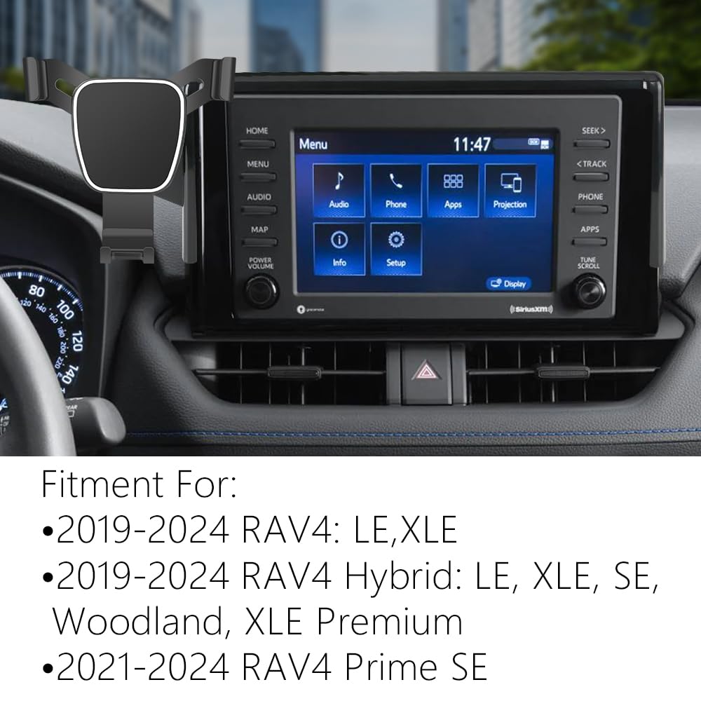 LUNQIN Car Phone Holder For 2019-2024 Toyota RAV4 LX XLE ,2019-2024 Toyota RAV4 Hybrid LE XLE SE Woodland XLE , Prime SE Auto Accessories Navigation Bracket Interior Decoration Mobile Cell Mount case