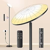LED Floor Lamp, 3600LM 36W Super Bright Mushroom-Head Standing Lamp with 2700K-6500K Stepless Dimming, Modern Torchiere Sky Lamp with Remote/Touch Control, 69