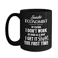 Economist Mug for Female Economists Gift for Her Appreciation Thank You Gift for Women Woman Empowerment Gag Gifts Funny Feminist Black Tea Cup