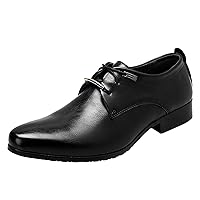 Leather Dude Shoes for Men Fashion Style Men's Breathable Comfortable Business Lace Up Work Leisure Solid Color Leather Shoes Leather Dress