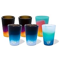 Silipint Silicone 1.5 oz Shot-Glass Set: 6 Pack - (2) Moonbeam, (2) Sun Storm, Mtn Air, Aurora - Unbreakable, Great for Parties, Sustainable