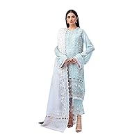 Blue Muslim Georgette Pakistani Salwar Kameez Woman Sequin Dress 7405