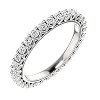 2.00 ct Ladies Round Cut Eternity Wedding Bend Diamond Ring (Color G Clarity SI1) Platinum