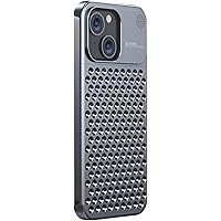 ONNAT-Aluminum Alloy Case for iPhone 15 Pro Max with Metal Cooling Hollow Aromatherapy Case Anti-Scratch (Grey)