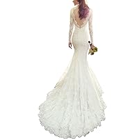 Sexy Backless Long Sleeve Mermaid Lace Wedding Dresses