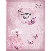 Notary Book: Pink Butterfly Notary Journal |Notary Log Book For Women