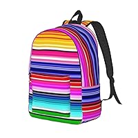 Canvas Backpack For Women Men Laptop Backpack Colorful Mexican Stripes Travel Daypack Lightweight Casual Backpack