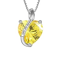 Heart Necklace for Women 925 Sterling Silver I love you forever Pendant 12 Birthstone Cubic Zirconia Necklace Jewellery Gifts for Wife Mum Girlfriend Her