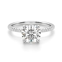 Siyaa Gems 2.50 CT Round Moissanite Engagement Ring Wedding Bridal Ring Sets Solitaire Halo Style 10K 14K 18K Solid Gold Sterling Silver Anniversary Promise Rings