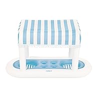 FUNBOY Giant Floating Light Blue Cabana Stripe Drink Station, Removable Fabric Shade with Fringe, Perfect for Parties, Table-top Decorations and in-Pool Refreshments.