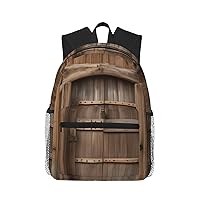 Lightweight Laptop Backpack,Casual Daypack Travel Backpack Bookbag Work Bag for Men and Women-Rustic Stall Wooden Door