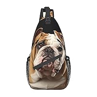 Sling Backpack Bag English-Bulldog Print Crossbody Chest Bag Adjustable Shoulder Bag Travel Hiking Daypack Unisex
