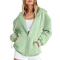 Hoodie Going Out Coats For Women Zipper Pockets Long Sleeve Cardigan Jackets Solid Color Baggy Fall Winter Outwear