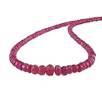 Vatslacreations AAA Pink Ruby Beads Necklace Rondelle Faceted 925 Silver Necklace Healing Crystal Handmade July Birthstone Jewelry Gift