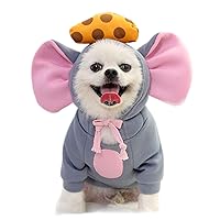 Dog Hoodies Winter Warm Dog Sweatshirt Outfit Fashion Sweater Pomeranian Clothes Rat Costume for Cats Puppy Small Medium Dogs (M-Grey)