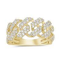 10K SOLID YELLOW GOLD 1.50 CARAT REAL DIAMOND CUBAN LINK ENGAGEMENT RING WEDDING PINKY BAND