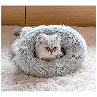 BODISEINT Cat Sleeping Bag Self-Warming Cat Bed Kitty Sack Winter Cozy Improved Sleep Small Dog Bed Mini Dachshund Chihuahua Cuddle Cave Snuggly Bed for Home & Travel (M, Gradient Gray)