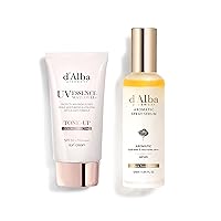 d'Alba White Truffle Waterfull Tone-up Sunscreen and White Truffle First Aromatic Spray Serum Bundle (50ml, 60ml)