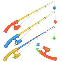 Timisea 3 Pcs Fishing Rod Toy for Child Magnetic Fishing Game Educational Learning Toys Plastic Floating Fish Toddler Color Ocean Sea Animals for Children Fishing Pool Toy