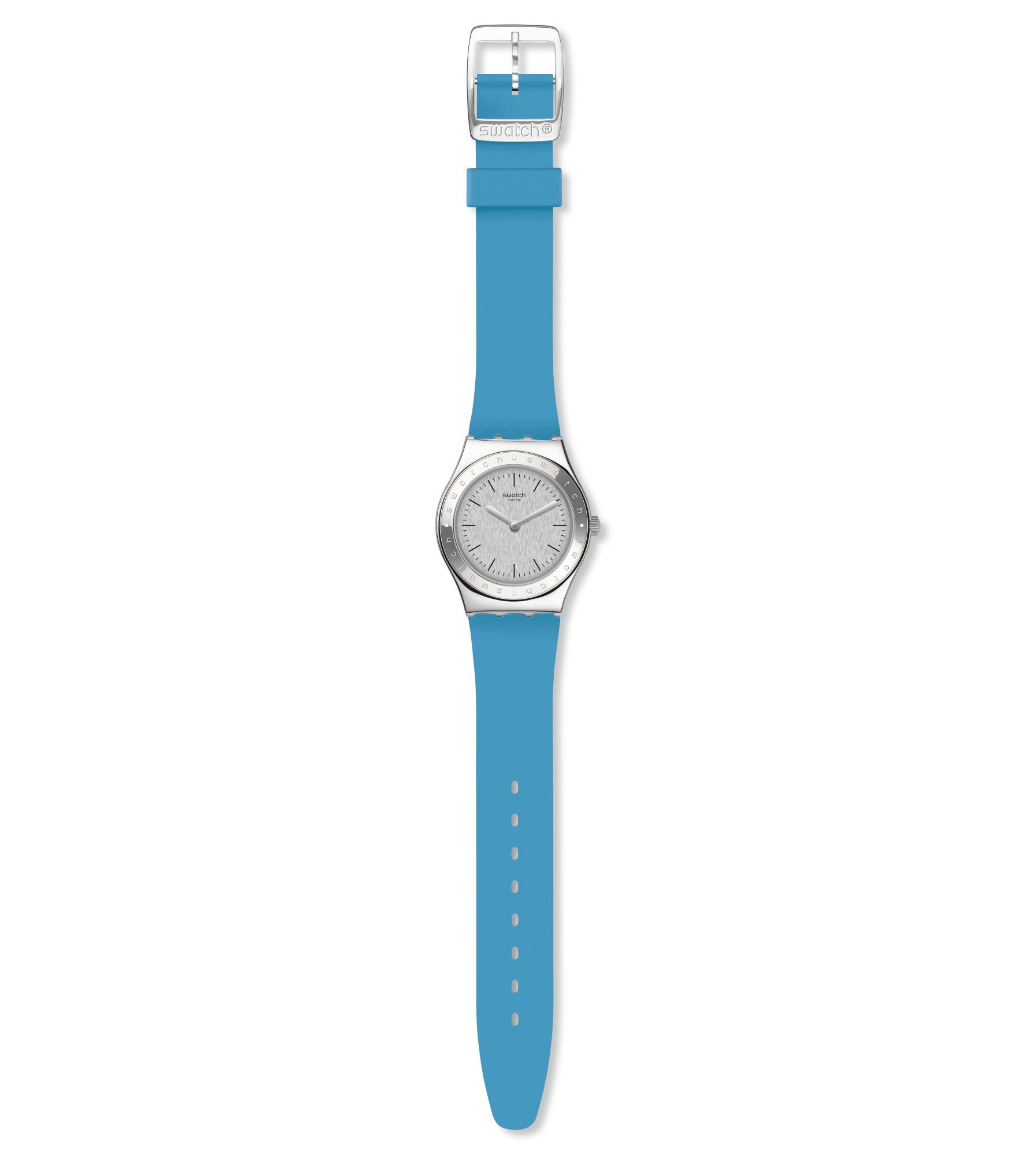 Swatch Women's Stainless Steel Quartz Watch with Silicone Strap, Blue, 18 (Model: YLS203)