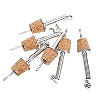 BESTOYARD 6pcs Wine Bottle Cork Olive Oil Spout Wine Bottle Spouts Pourers with Rubber Dust Caps Wine Cork and Wine Stopper Household Wine Pourers Stainless Steel Bar Supplies Wooden