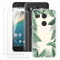 LG Nexus 5X Case + 2PCS Screen Protector Tempered Glass, Ultra Thin Bumper Shockproof Soft TPU Silicone Cover Case for LG Nexus 5X (5.2”)