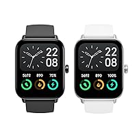 2 Packs Smart Watch for Women and Men with Alexa, Bluetooth Call & Receive Text, 1.8Inches Smartwatch (Black and White)