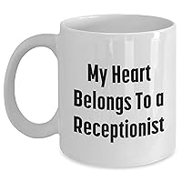 Personalized My Heart Belongs To A Receptionist White Coffee Mug | Unique Mother's Day Unique Gift Ideas for Receptionists | Cute Receptionist Encouragement Gifts from Husband to Wife