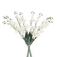 10pcs Artificial Dendrobium Flowers Fake Orchid Flower Table Kitchen Home Garden Party Wedding Decoration Approx 26'' High White