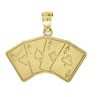 10k Gold Mens Four Aces Height 19.1mm X Width 22mm Gambling Charm Pendant Necklace Jewelry Gifts for Men