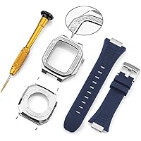 AEHON Luxury Sport Metal Watch Case Mens Metal Bezel Watch Band，For Apple Watch 8 7 6 5 4 SE Series，Rubber Watch Band Case Mod Kit，For Iwatch 44mm 45mm Replacement Accessories