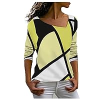 Women's Girls' Tops, Tees & Blouses Sloping Collar Hoodie Irregular Striped Long Sleeve Shirt Top Blouses, S-3XL