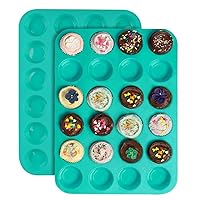 Silicone Muffin Pan, 24 Mini Cupcake Pan for Cream Cheese Fat Bombs, Non Stick, Dishwasher Safe Silicon Bakeware Pans, 2 Pack