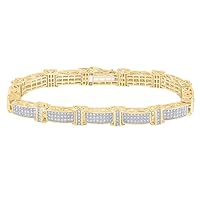 10K Yellow Gold Diamond Rectangle Link Bracelet 5-3/4 Ctw.